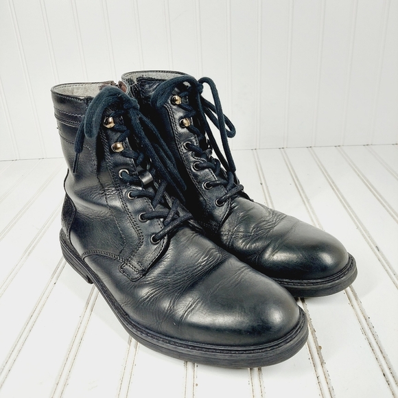 Flexi Knight Black Leather Lace Up Round Toe Boots K176 - Picture 4 of 12